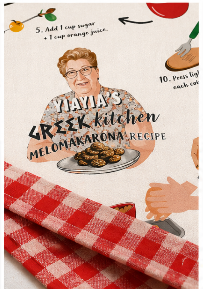Melomakarona Recipe Tea Towel