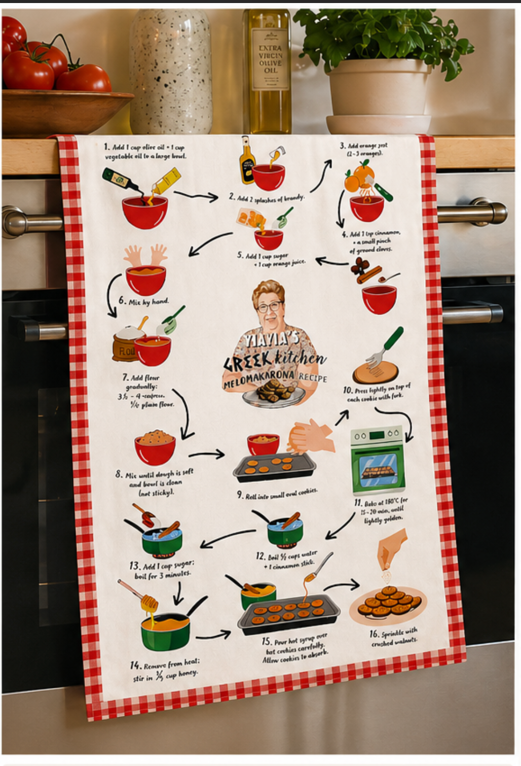 Melomakarona Recipe Tea Towel